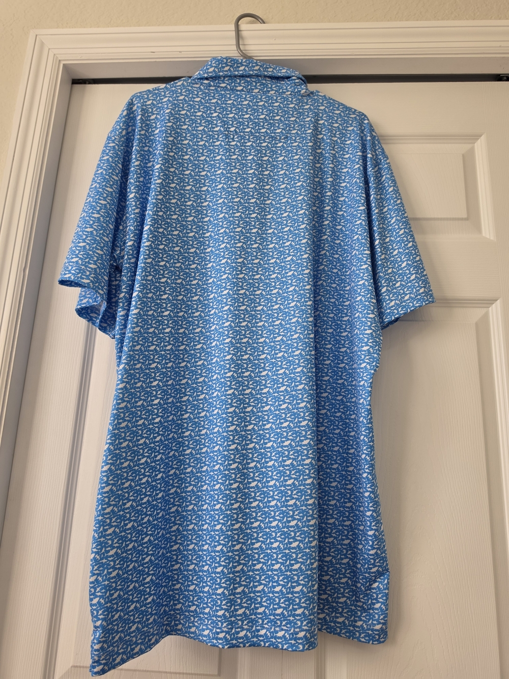 Men's Blue Short-Sleeve Casual Button-Down Shirt